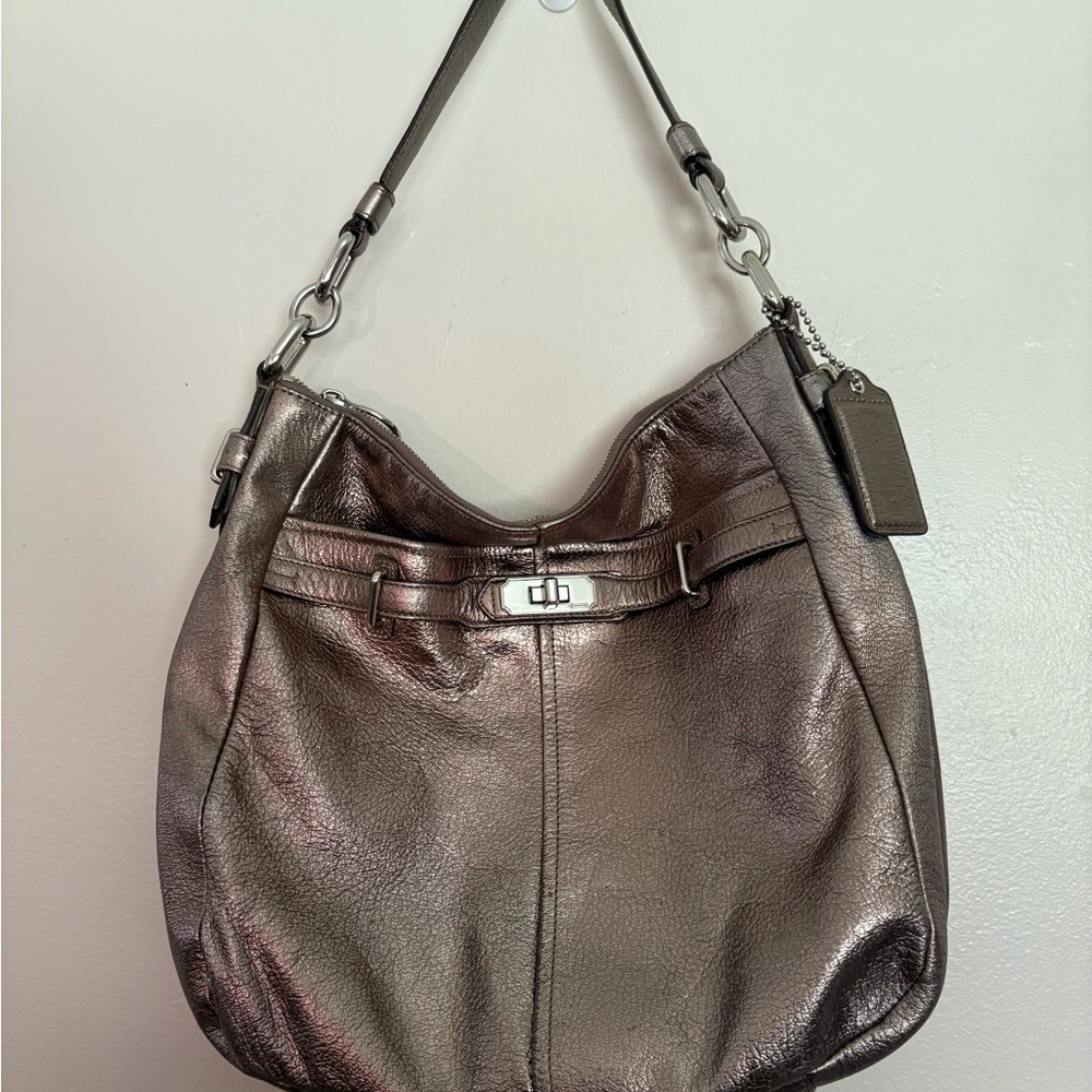 COACH Metallic Silver Hobo Bag